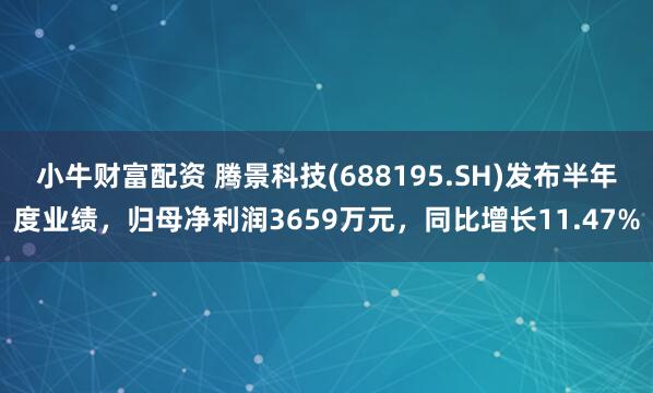 小牛财富配资 腾景科技(688195.SH)发布半年度业绩，归母净利润3659万元，同比增长11.47%